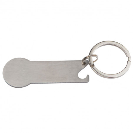 Kovová klíčenka s žetonem a otvírákem lahví